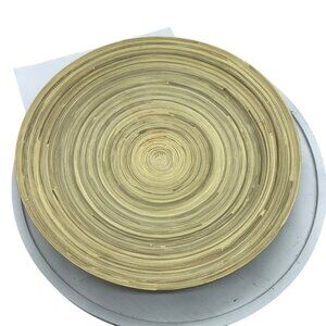 Ikea Hultet Bamboo Decorative Plate Dish Tray 12”  Round Natural Color